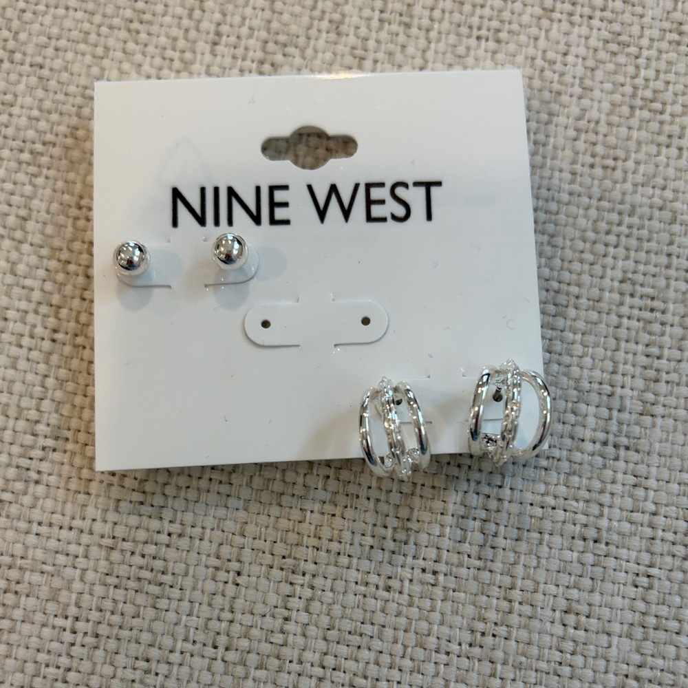 Nine West Shiny Silver Earrings Set